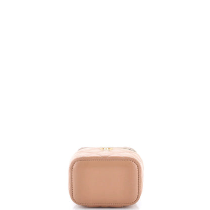 Chanel Classic Top Handle Vanity Case With Chain Quilted Lambskin Mini