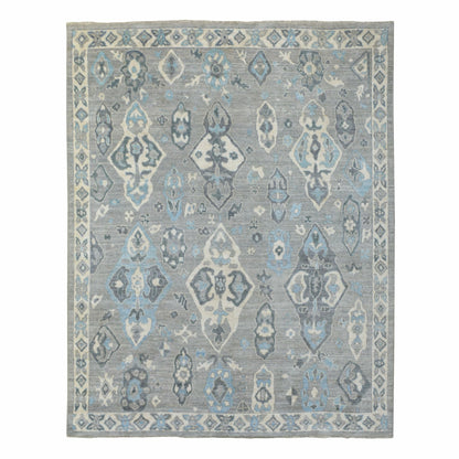 8'X9'10" Wool Hand Knotted Gunmetal Gray Afghan Angora Oushak Rug