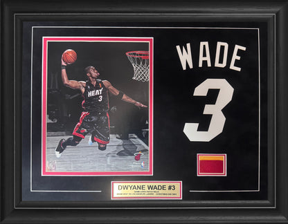 Dwyane Wade Game Used Jersey Piece W/ 8X10 Unsigned Photo Framed