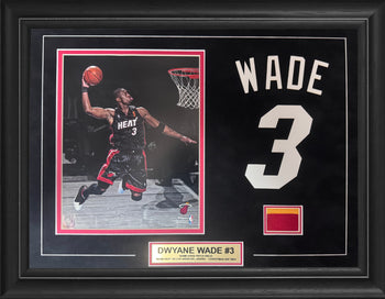 Dwyane Wade Game Used Jersey Piece W/ 8X10 Unsigned Photo Framed
