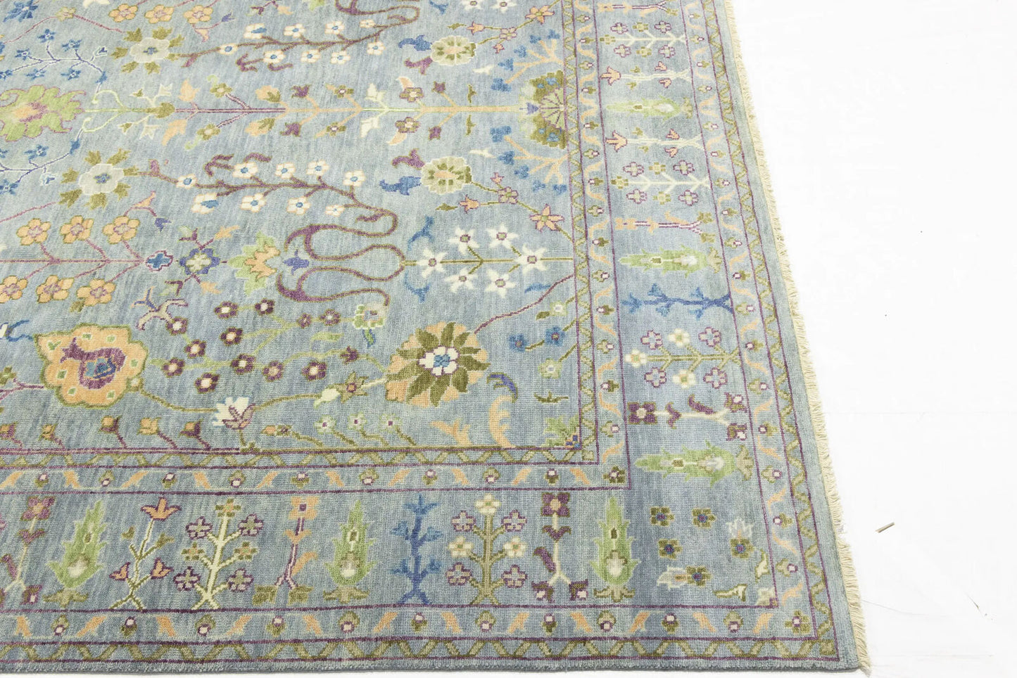 Hand-Knotted Gray Floral Chobi Oriental Rug