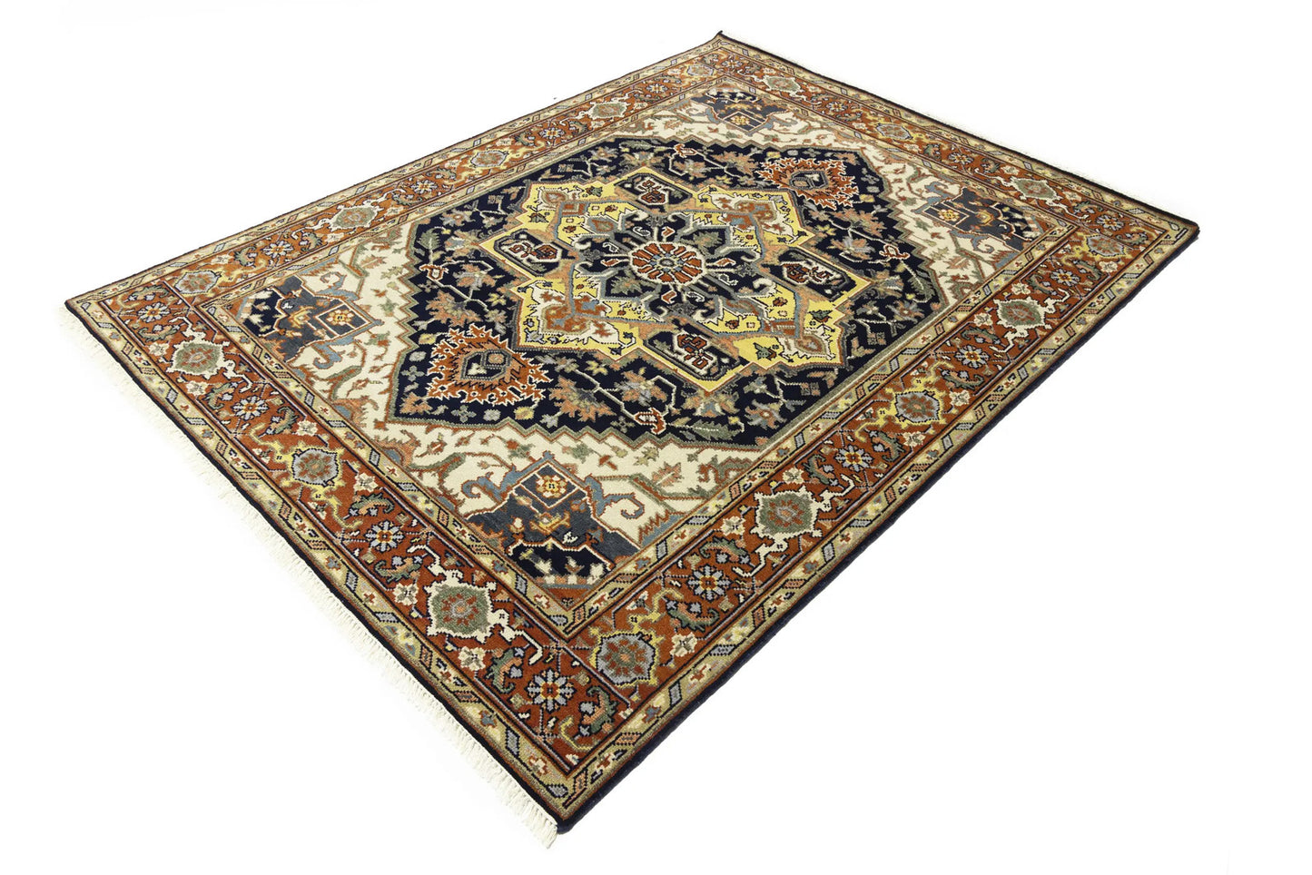 8X10 ft Handmade Serapi Oriental Rug Floral Boho Farmhouse Style Wool Carpet