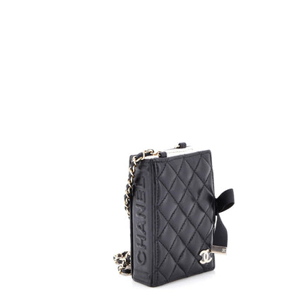 Chanel Cc Book Card Holder With Chain Quilted Lambskin