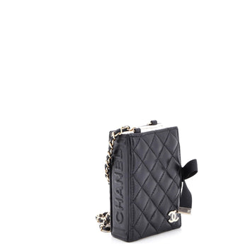 Chanel Cc Book Card Holder With Chain Quilted Lambskin