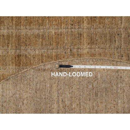 6'x6' Brown Natural Wool Vertical Stripes Design Hand Loomed Round Rug