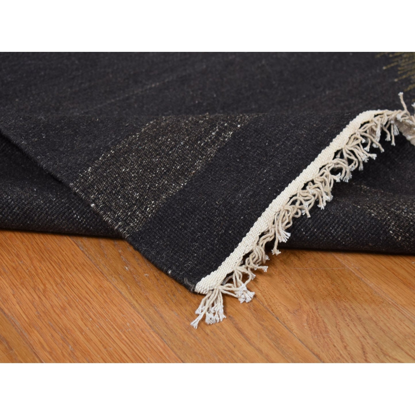 10'X14'6" Green Hand Woven Contemporary Kilim Design 100% Wool Rug