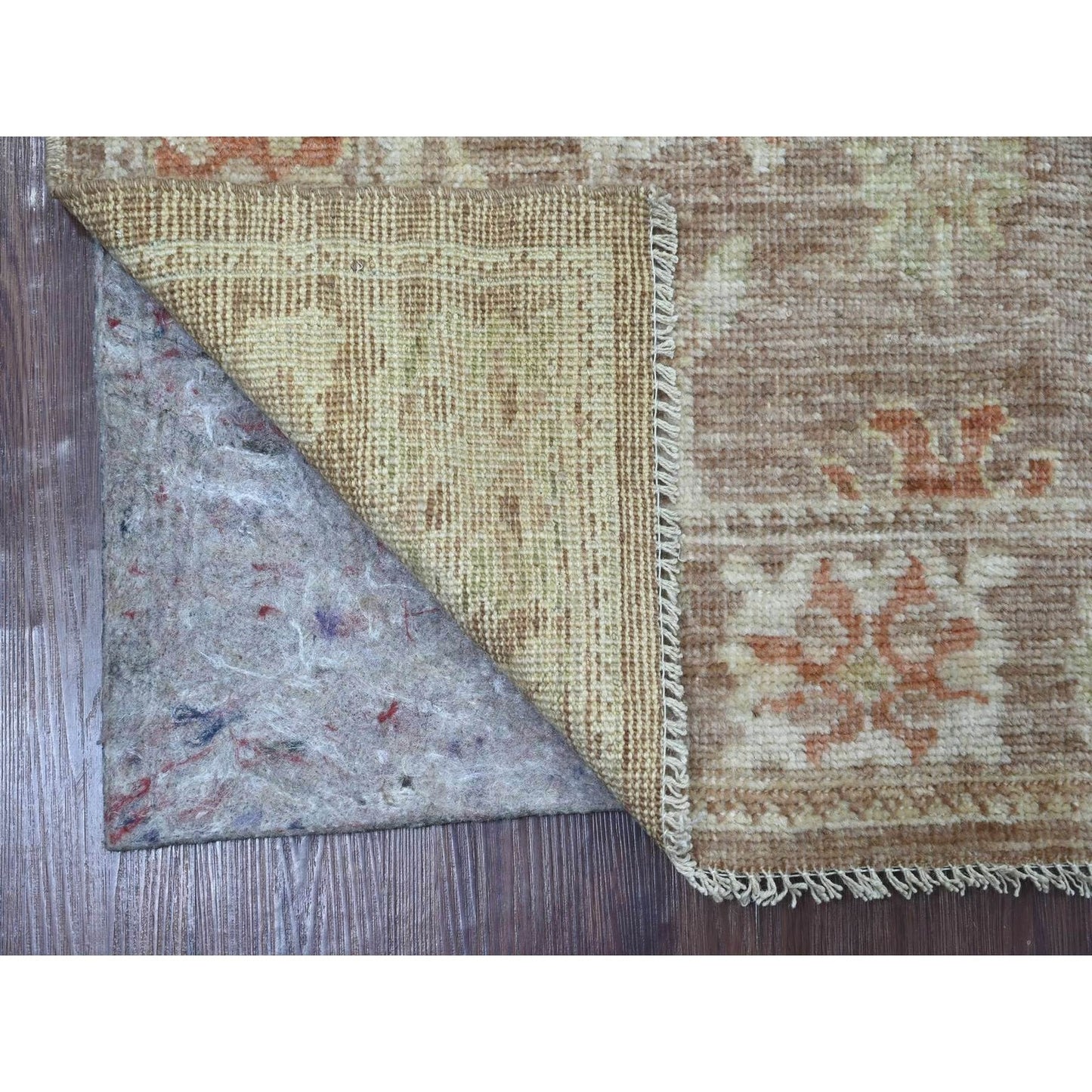 3'3"x5' Brown Afghan Angora Oushak with Leaf Design Hand Knotted Wool