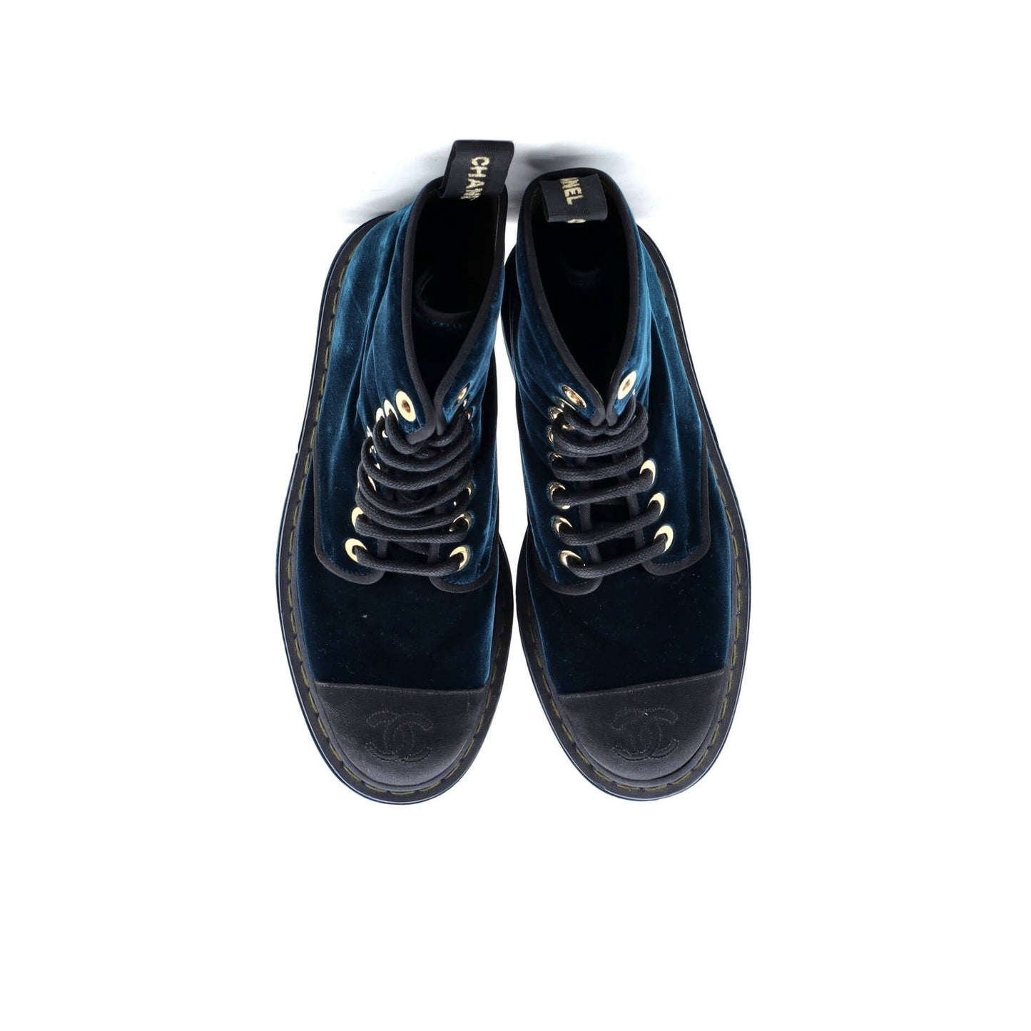 Chanel Women'S Cap Toe Cc Combat Boots Velvet