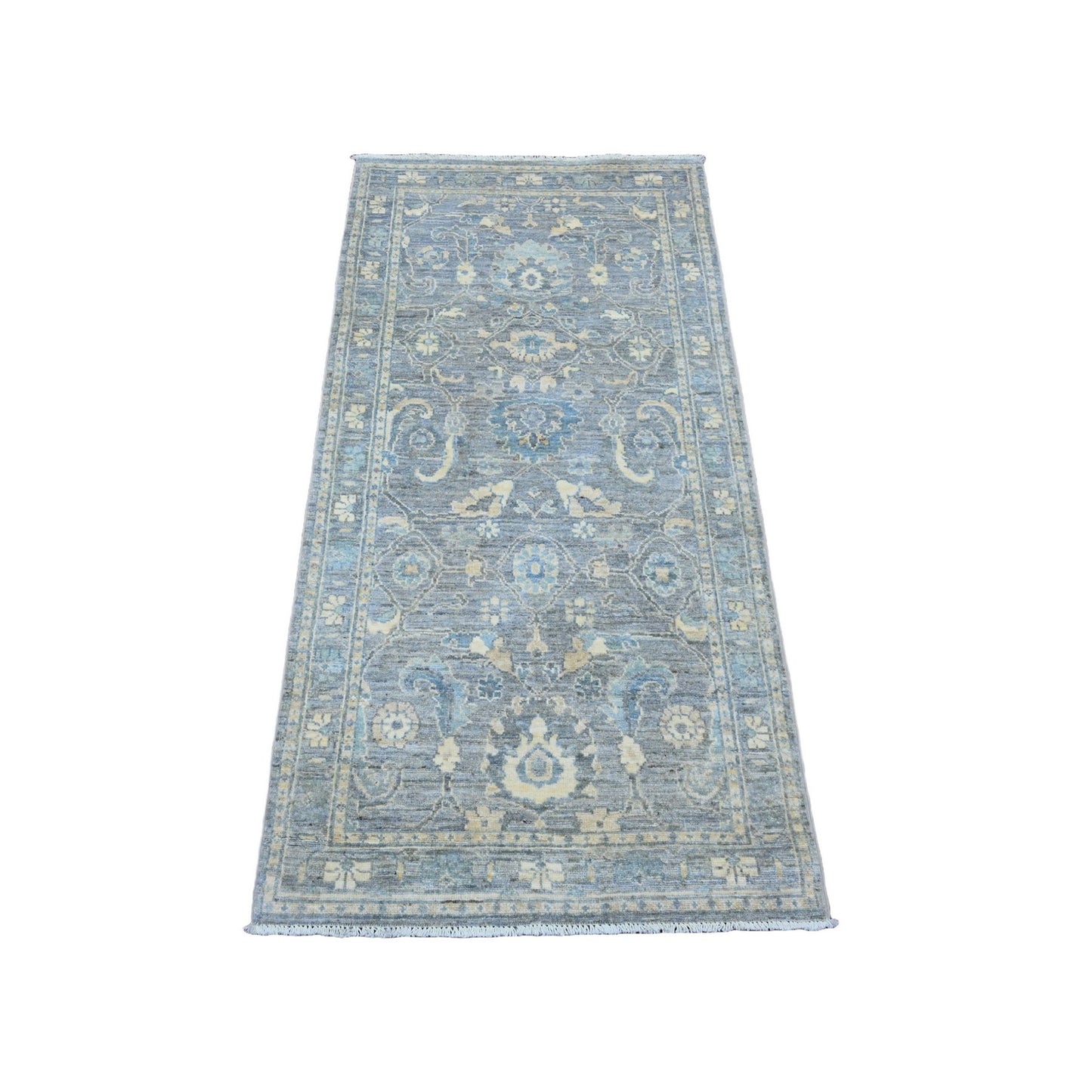 2'9"X5'6" Gray Peshawar Ziegler Mahal Design Wool Hand Knotted Runner Rug