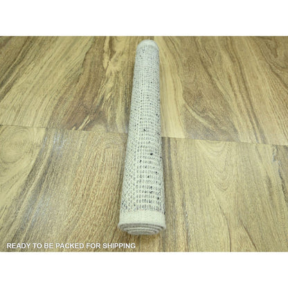 2'X3' Gray Hand Knotted Rug Wool Oxidized Grass Design Mat Sample