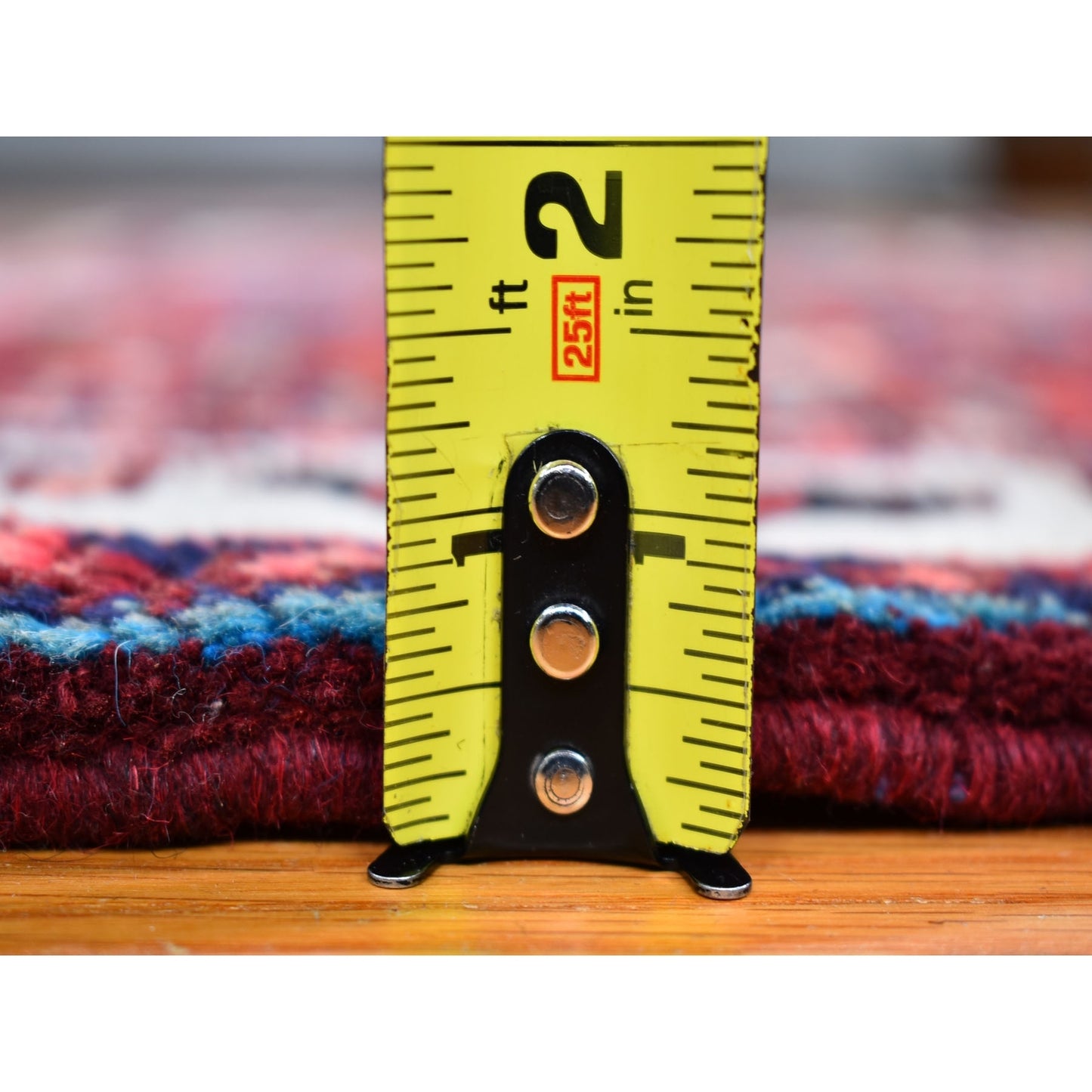 3'6"X5'1" Red New Farsian Amadan Flower Medallion Design Handknotted Rug