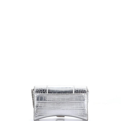 Balenciaga Hourglass Crossbody Bag Crocodile Embossed Leather Xs