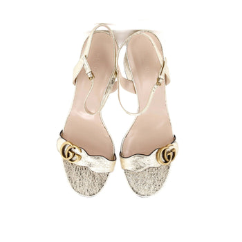 Gucci Women'S Gg Marmont Block Heel Sandals Leather