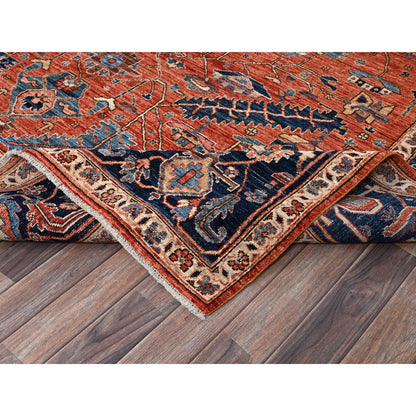 8'1"X10' Rust Red Antique Heris Design Hand Knotted High Mountain Wool Rug