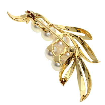 Mikimoto Pearl Pearl Brooch K18 Yellow Gold