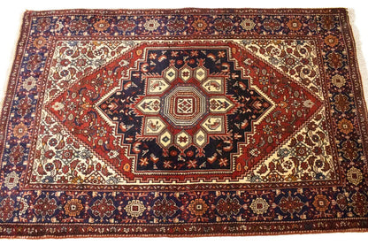 Vintage Bidjar Oriental Rug Geometric Design