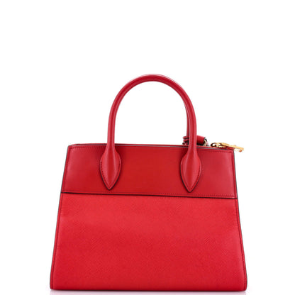 Prada Paradigme Tote Saffiano With City Calf Small