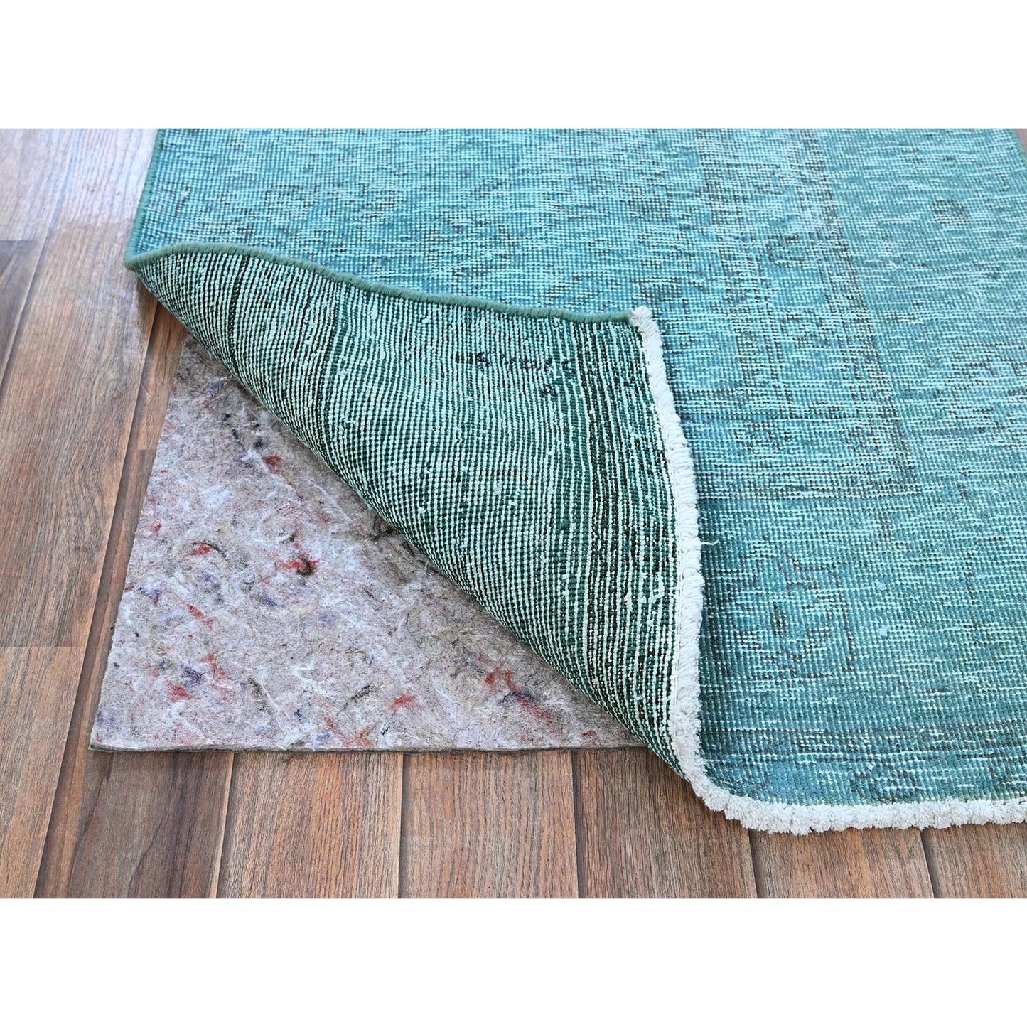 2'4"X11'2" Blue Overdyed Vintage Zoroastrian Hand Knotted Wool Runner Rug