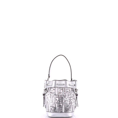 Fendi Mon Tresor Bucket Bag Sequin Zucca Embroidered Pvc Mini