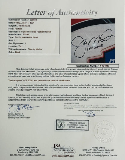 Joe Montana Autographed Hall Of Fame Authentic