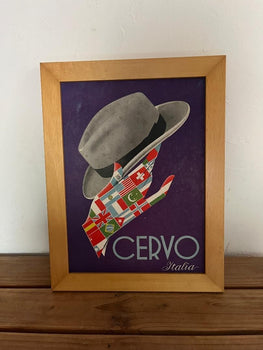 Vintage Cervo Italia Poster  Retro Hat & Flags Art Print  Framed Italian