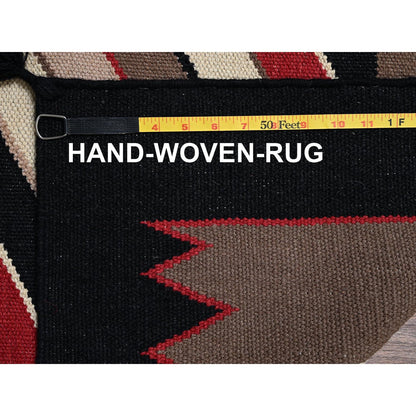 5'2"x7' Brown Flat Weave Southwest Geometric Design Hand Woven Wool Rug