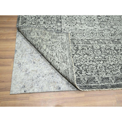 9'X12' Dove Gray Pre Historic Mamluk Design Hand Knotted Pure Wool Rug
