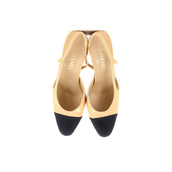 Chanel Womens Cap Toe Slingback Pumps Leather