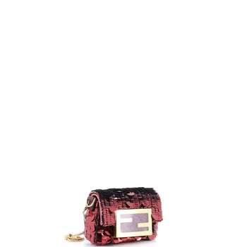 Fendi Chain Baguette Charm Bag Sequins Nano