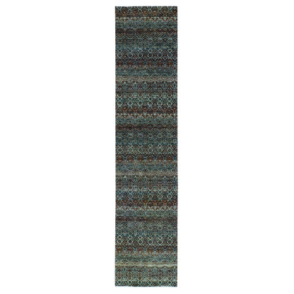 2'6"X12' Brown Hand Knotted Kohinoor Herrita Design 100% Wool Runner Rug
