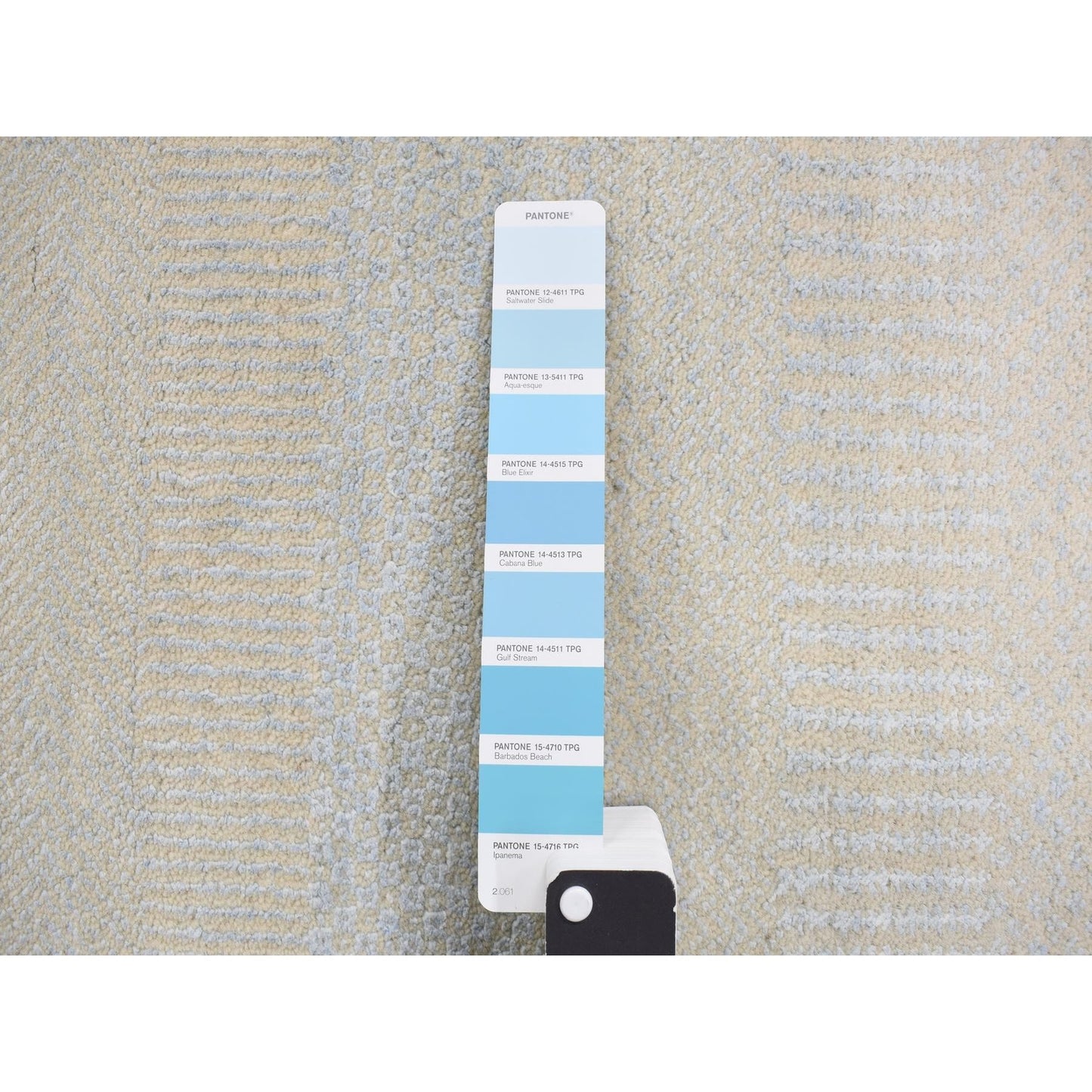 2'8"X9'5" Blue Hand Knotted Grass Design Gabbeh Wool And Silk Runner Rug