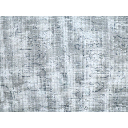 7'1"X10'8" Gray Old Farsian Hand Knotted Worn Down Wool Distressed Rug