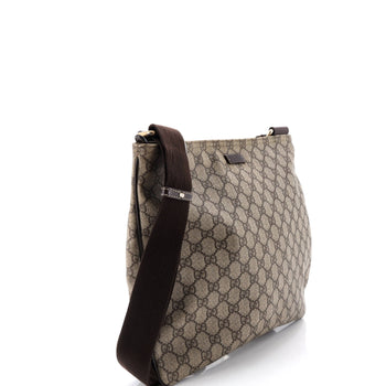 Gucci Zip Top Messenger Bag Gg Coated Canvas Large