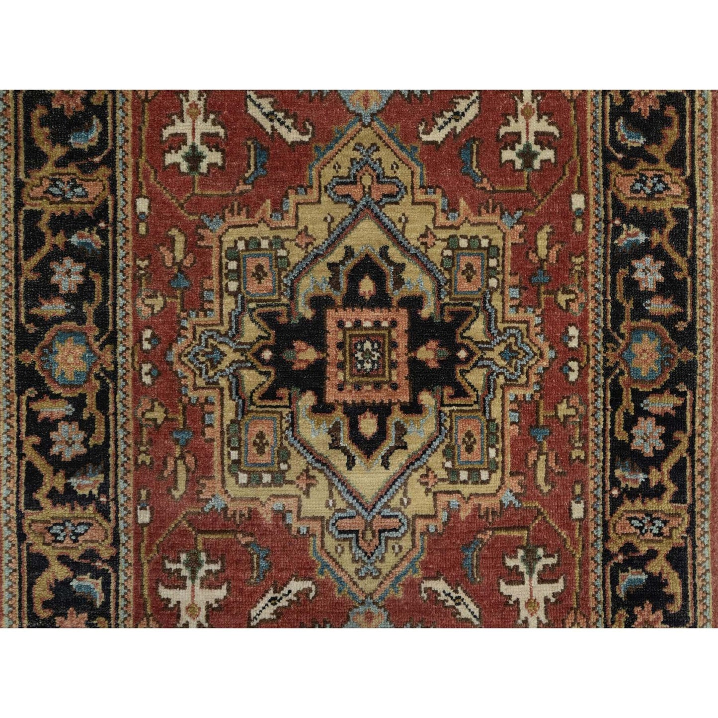 2'7"X7'10" Red Heris Revival New Zealand Wool Hand Knotted Runner Rug