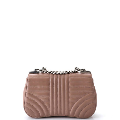 Prada Curved Flap Chain Shoulder Bag Diagramme Quilted Leather Small