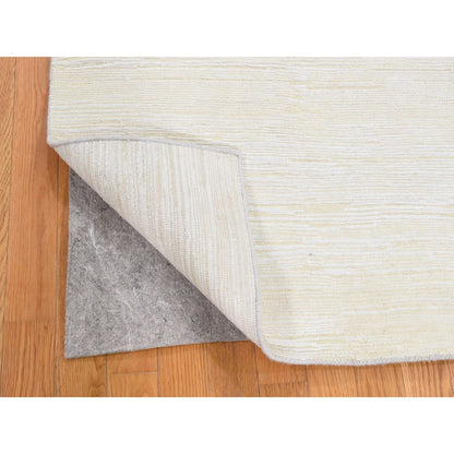 3'1"X5'1" Silk With Textured Wool Tone On Tone Striae Design Handmade Rug