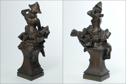 Maillard "Colombina" French Bronze Sculpture Dancer With Roses 40.8Cm Signed Box