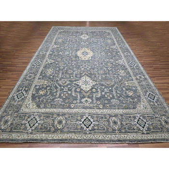 10'X14' Anchor Gray Agra With Oushak Design Pure Wool Hand Knotted Rug