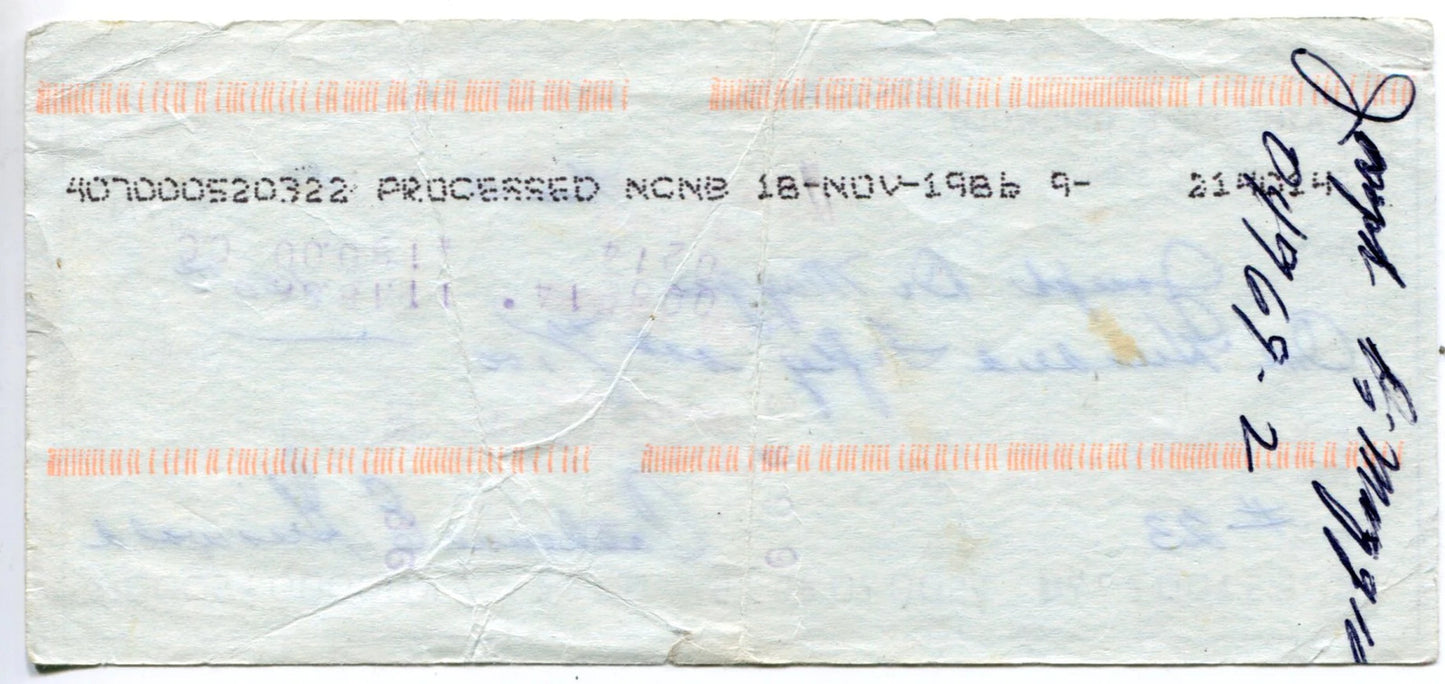 Joe Dimaggio Autographed Endorsed Check