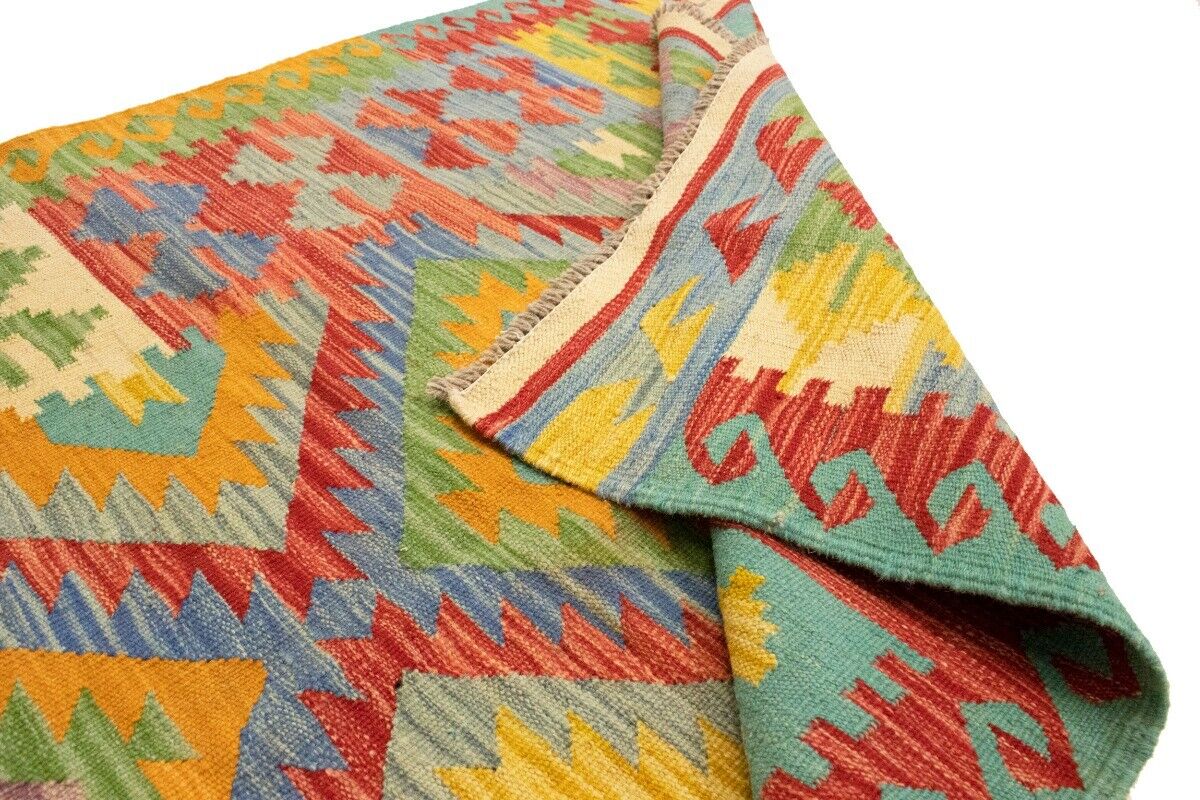 Multicolor Kilim Rug Geometric Design Office