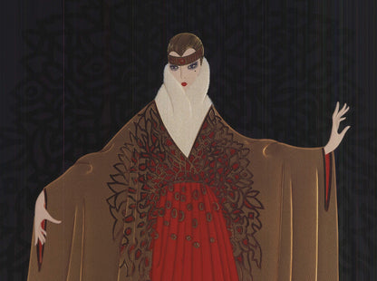 Erte Place De L'Opera " Poster Art Deco Black Brown Red