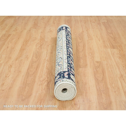 5'10"X9'1" Ivory Natural Wool Hand Knotted Nain Design 250 Kpsi Rug