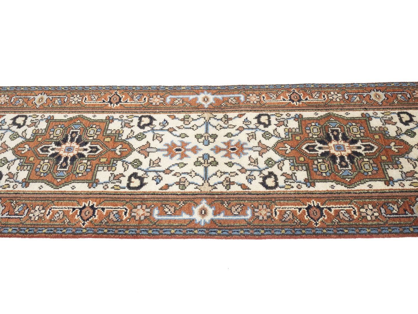 Oversized Heriz Serapi Floral Runner Hand-Knotted