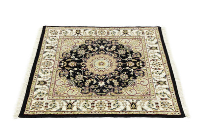 Small Oriental Decor Black Floral 3X3 Indo-Nain