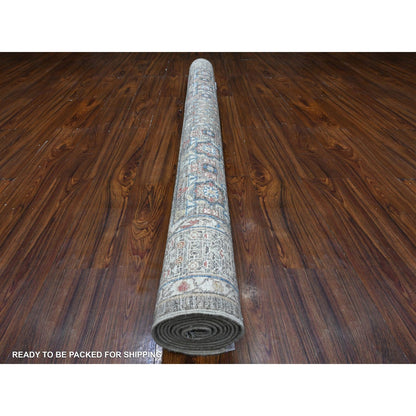 6'1"X8'10" Nickel Gray Pre Historic Mamluk Hand Knotted Wool Oriental Rug