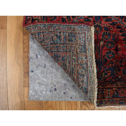 2'2"X13'1" Red Antique Zoroastrian Saroogh Hand Knotted Wool Runner Rug