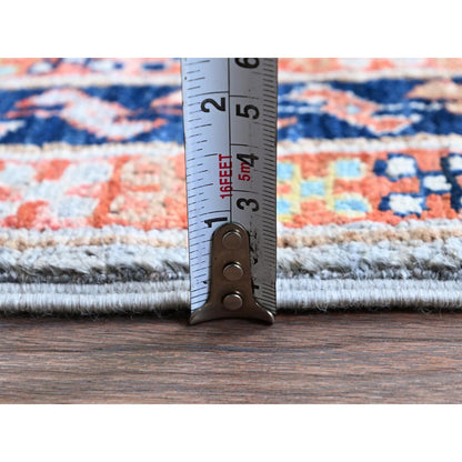 2'7"X9'9" Gray Caucasian Design Pure Wool Hand Knotted Runner Oriental Rug