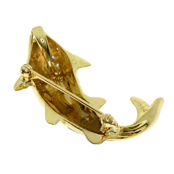 0.12ct Carp motif turquoise shell diamond Brooch