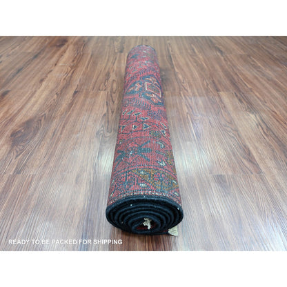 2'6"X6'3" Red Afghan Andkhoy Soft Wool Hand Knotted Runner Oriental Rug