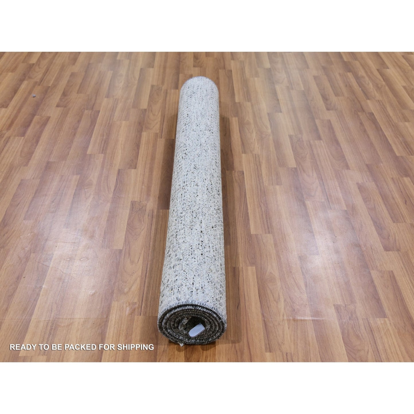 4'X6'4" Platinum Gray Grass Design Pure Undyed Wool Hand Knotted Rug